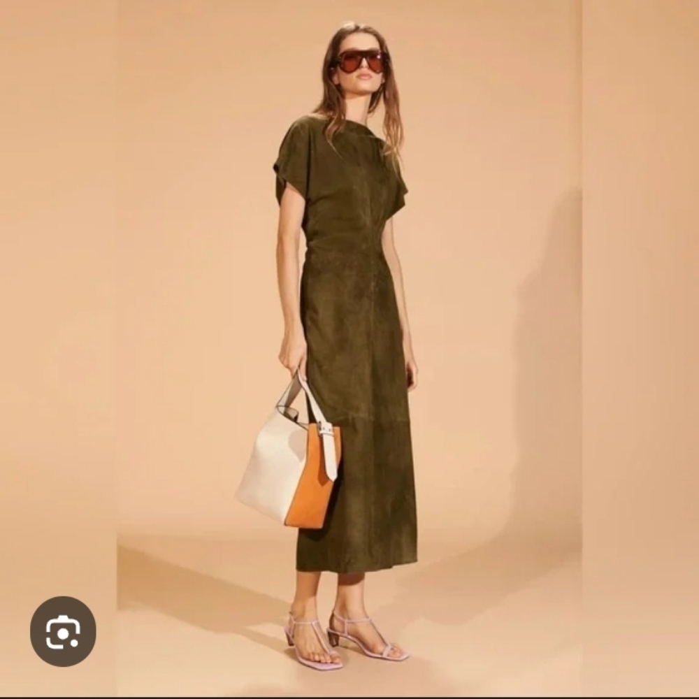 Zara 100% Suede Draped Dress Limited Edition